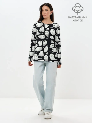 Лонгслив женский. Хлопок / Boo | Привидения