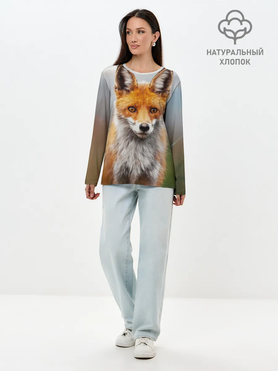 Лонгслив женский. Хлопок / рыжая лисица