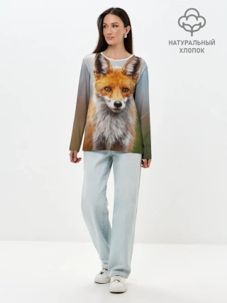 Лонгслив женский. Хлопок / рыжая лисица
