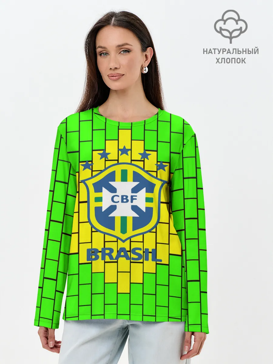 Лонгслив женский. Хлопок / Сборная Бразилии