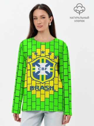 Лонгслив женский. Хлопок / Сборная Бразилии