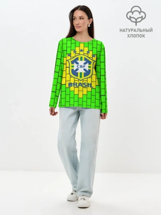 Лонгслив женский. Хлопок / Сборная Бразилии