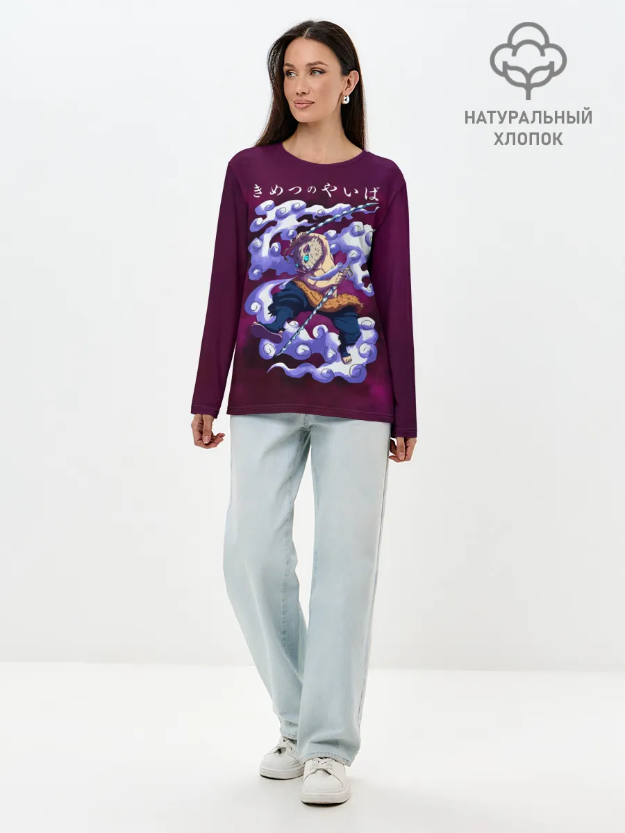 Лонгслив женский. Хлопок / Иноске Хашибира Kimetsu no Yaiba