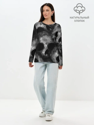 Лонгслив женский. Хлопок / Груда черепов