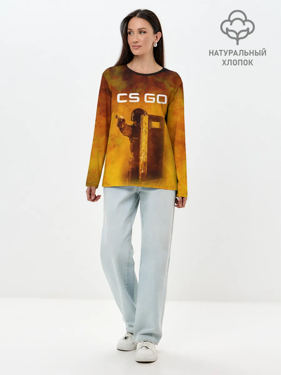 Лонгслив женский. Хлопок / CS GO SWAT | КС ГО