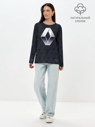 Лонгслив женский. Хлопок / RENAULT РЕНО 3Д ГЕОМЕТРИЯ 3D