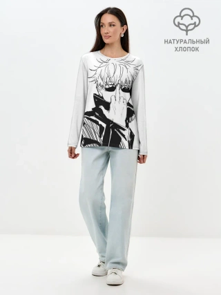 Лонгслив женский. Хлопок / Магическая битва | Годжо