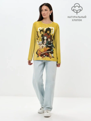 Лонгслив женский. Хлопок / ГЕРОИ Клинок, рассекающий демонов