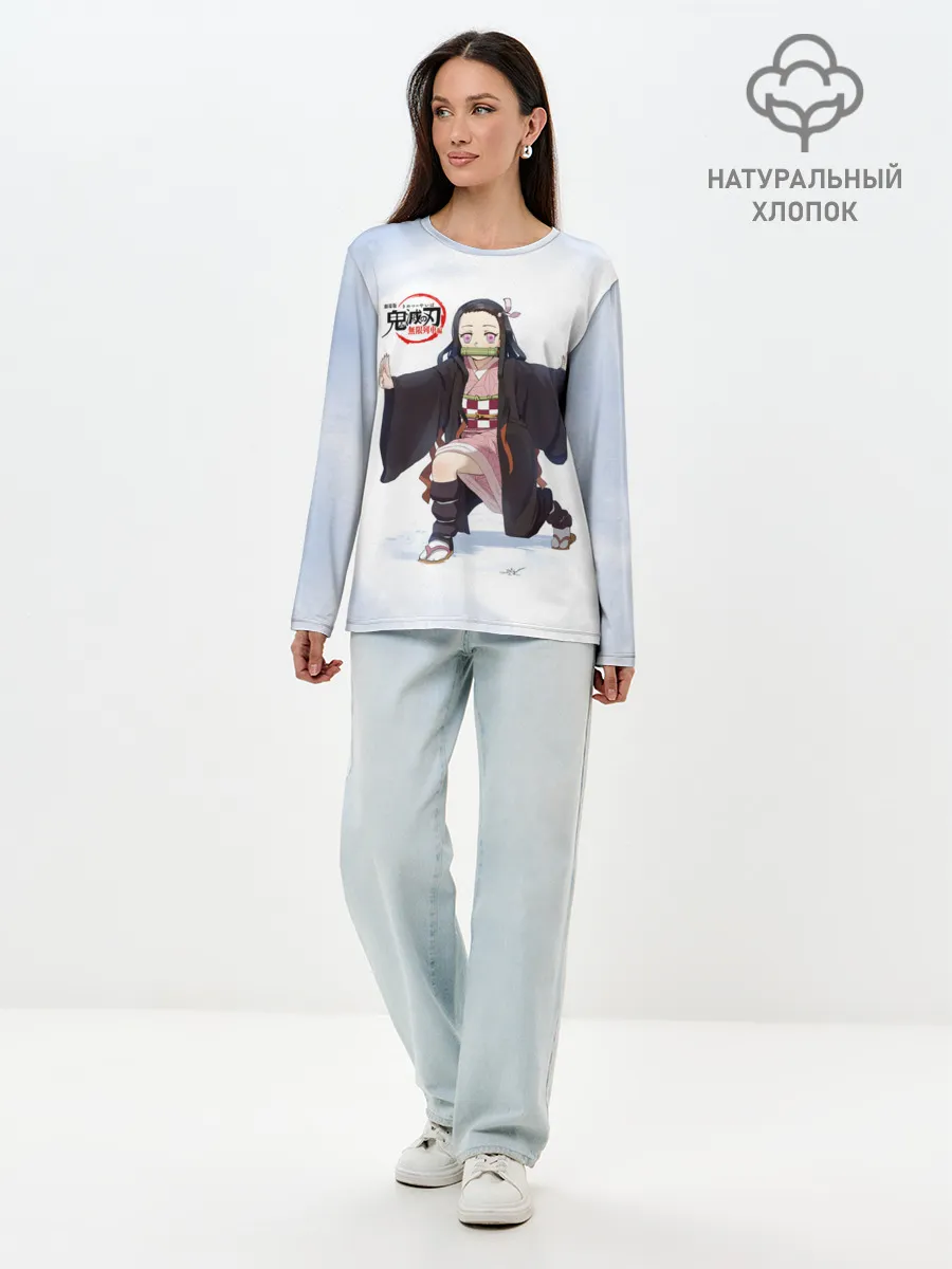 Лонгслив женский. Хлопок / Nezuko Kamado Kimetsu no Yaiba