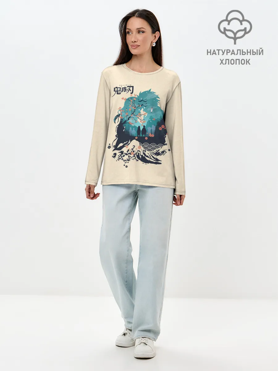 Лонгслив женский. Хлопок / Танджиро и Незуко Kimetsu no Yaiba