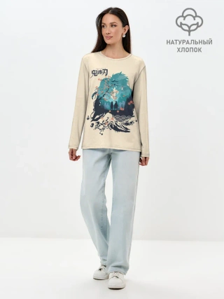 Лонгслив женский. Хлопок / Танджиро и Незуко Kimetsu no Yaiba