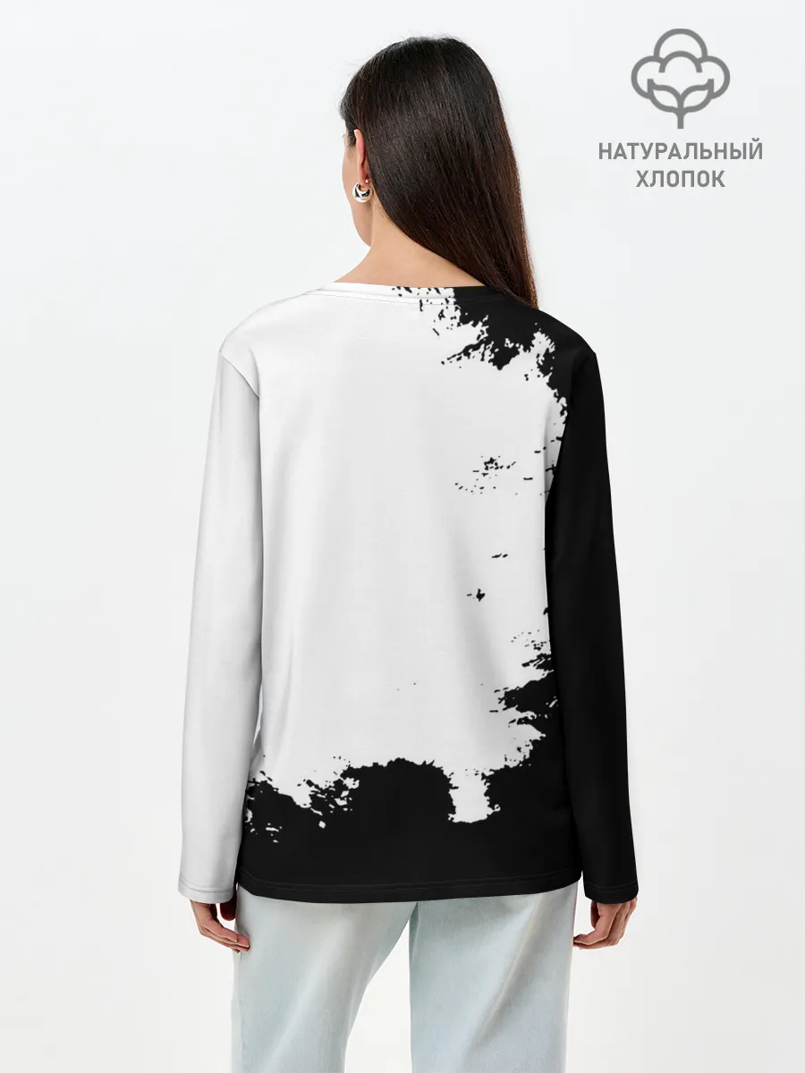 Лонгслив женский. Хлопок / Чёрный клевер кричащий Аста