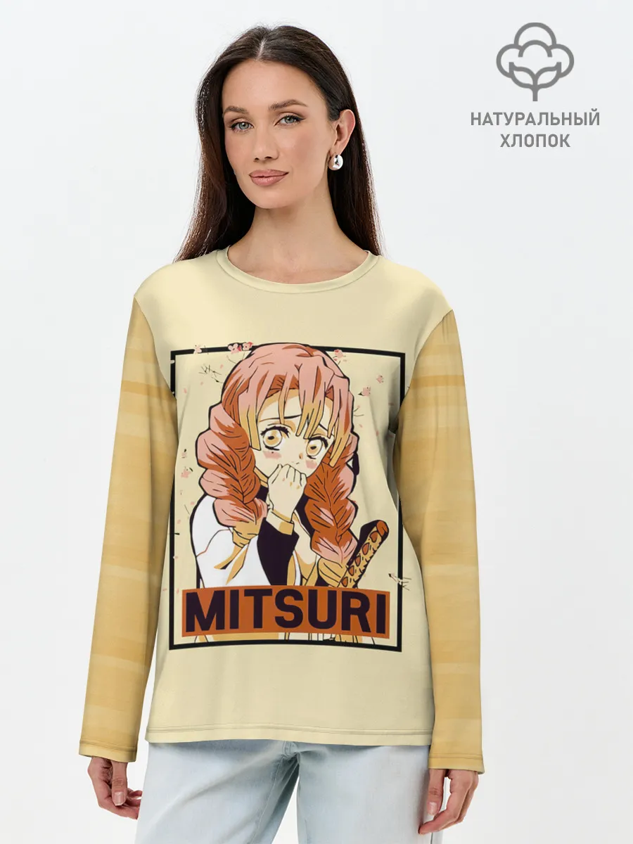 Лонгслив женский. Хлопок / Mitsuri Kanroji | Kimetsu no Yaiba