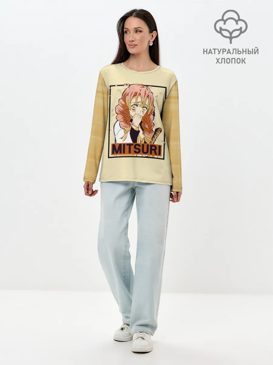Лонгслив женский. Хлопок / Mitsuri Kanroji | Kimetsu no Yaiba