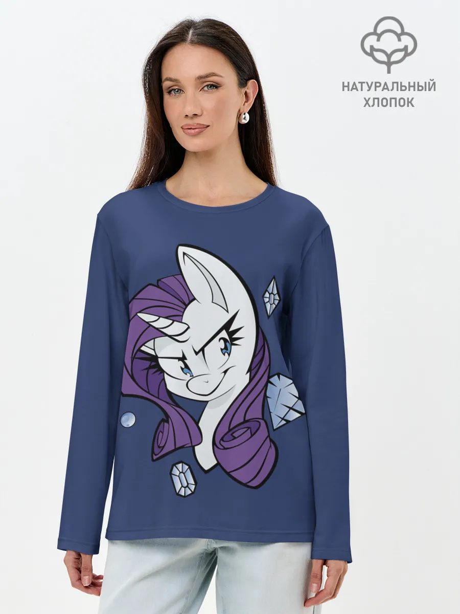 Лонгслив женский. Хлопок / Эплджек в алмазах