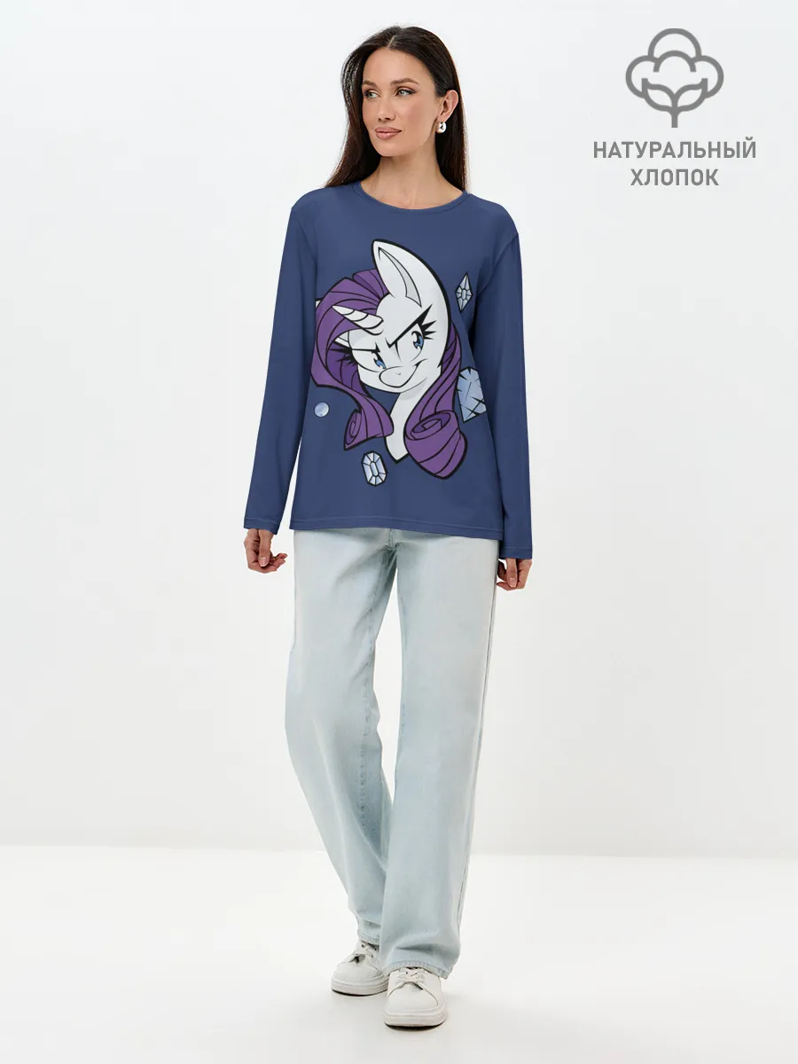 Лонгслив женский. Хлопок / Эплджек в алмазах