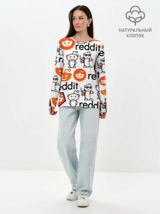 Лонгслив женский. Хлопок / REDDIT / РЕДДИТ / ЛОГОБОМБИНГ