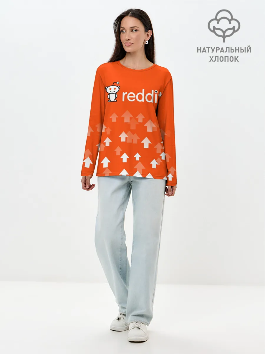 Лонгслив женский. Хлопок / REDDIT / РЕДДИТ / UPVOTED