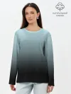 Лонгслив женский. Хлопок / Black and Blue gradient