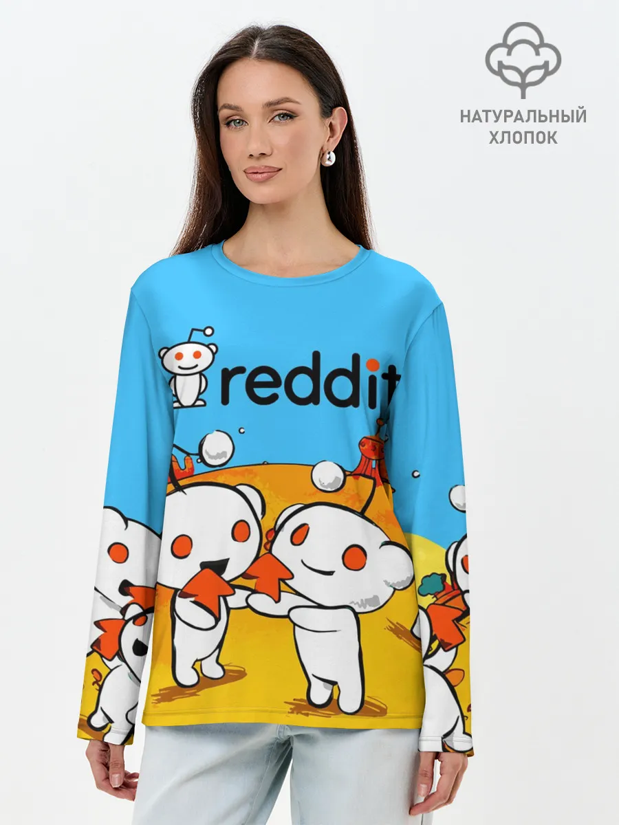 Лонгслив женский. Хлопок / REDDIT / РЕДДИТ / UPVOTE ART