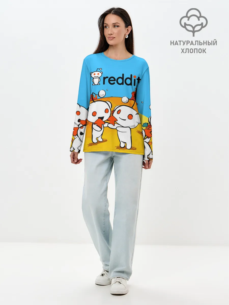 Лонгслив женский. Хлопок / REDDIT / РЕДДИТ / UPVOTE ART