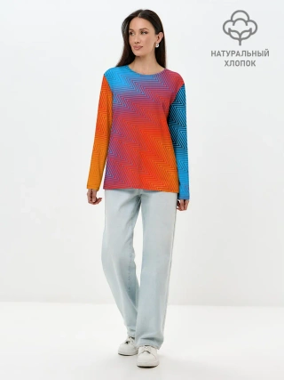Лонгслив женский. Хлопок / ГРАДИЕНТ АБСТРАКЦИЯ / GRADIENT