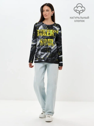Лонгслив женский. Хлопок / Bikers Soul | Душа байкера