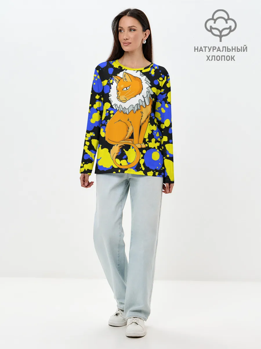 Лонгслив женский. Хлопок / кот аристократ