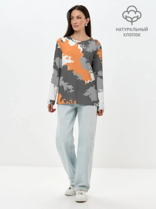 Лонгслив женский. Хлопок / Камуфляж