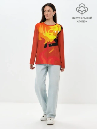Лонгслив женский. Хлопок / Огненный лев