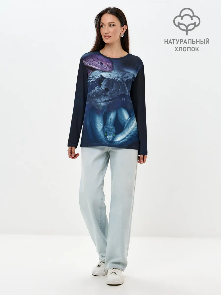 Лонгслив женский. Хлопок / Мифические змеи