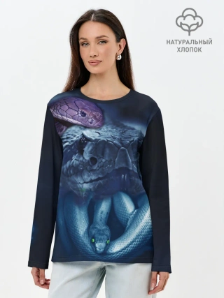 Лонгслив женский. Хлопок / Мифические змеи
