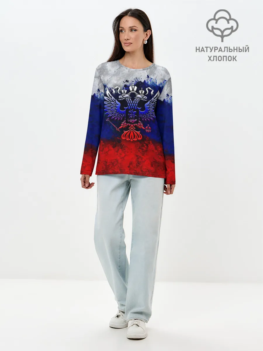 Лонгслив женский. Хлопок / Россия | Russia | Герб