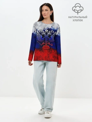 Лонгслив женский. Хлопок / Россия | Russia | Герб