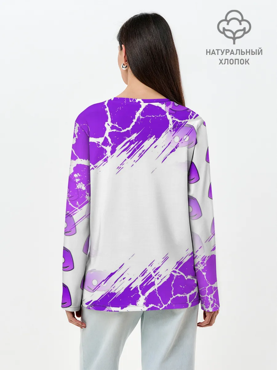 Лонгслив женский. Хлопок / DISCORD / ДИСКОРД / ТРЕЩИНЫ