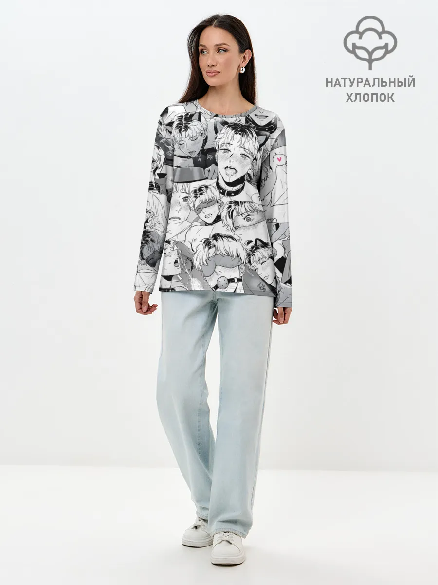 Лонгслив женский. Хлопок / Ахегао/Ahegao парни О Чан У