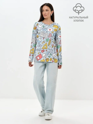 Лонгслив женский. Хлопок / Школьная