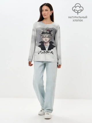 Лонгслив женский. Хлопок / Аста и Секре Чёрный клевер