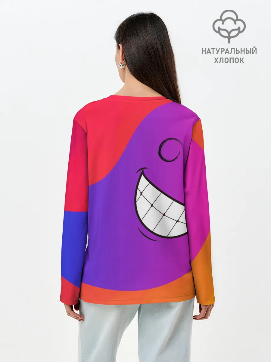 Лонгслив женский. Хлопок / Градиент призрак