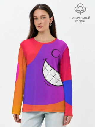 Лонгслив женский. Хлопок / Градиент призрак