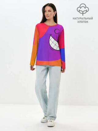 Лонгслив женский. Хлопок / Градиент призрак