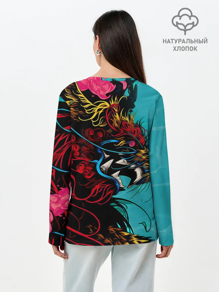 Лонгслив женский. Хлопок / Дракон | Dragon