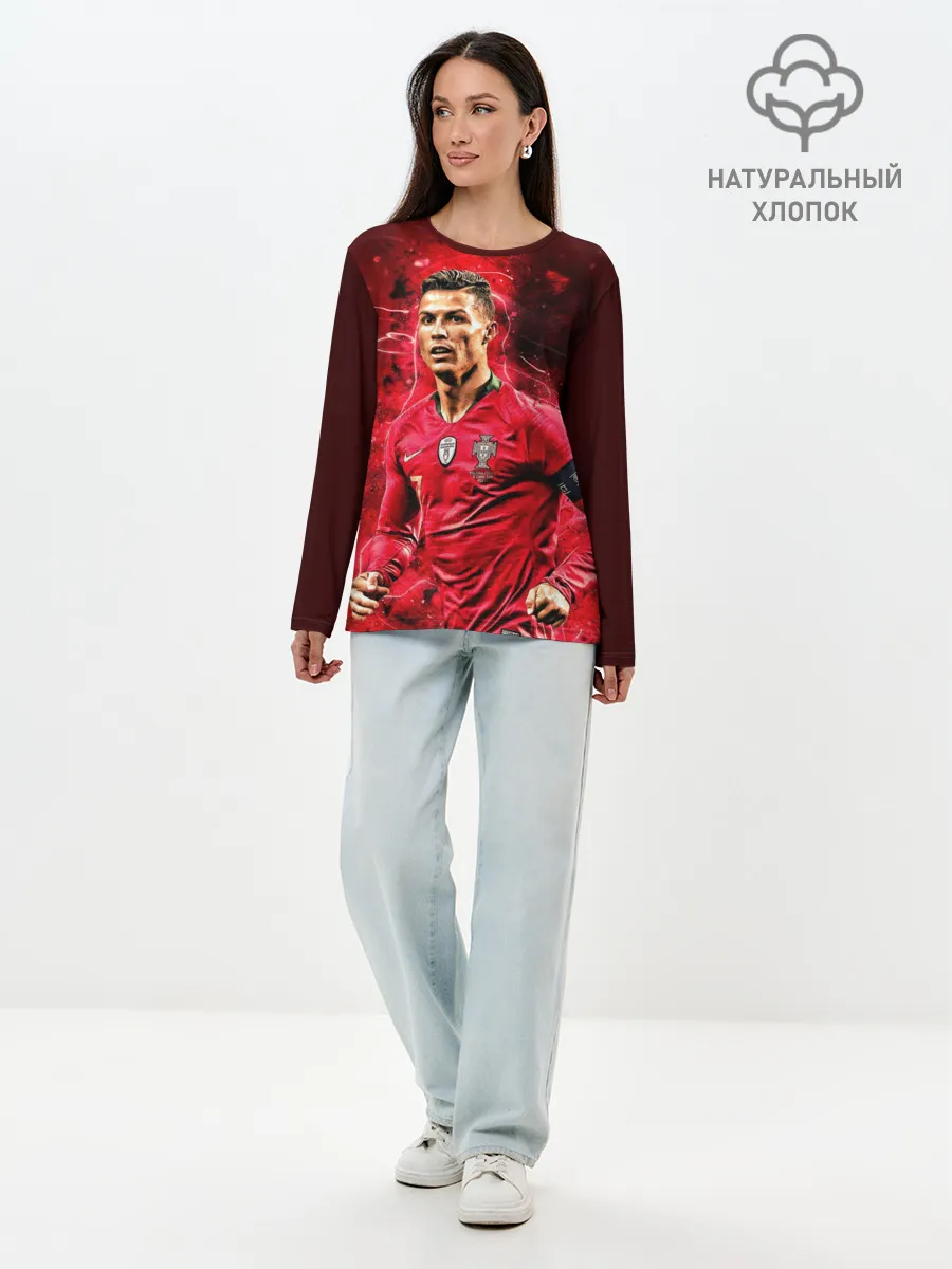 Лонгслив женский. Хлопок / Криштиану Роналду