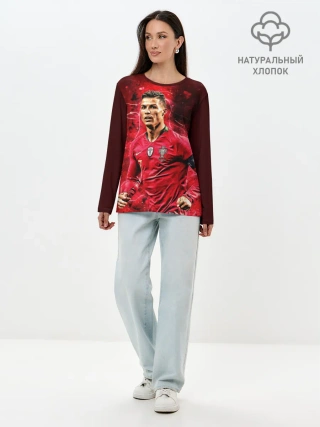 Лонгслив женский. Хлопок / Криштиану Роналду