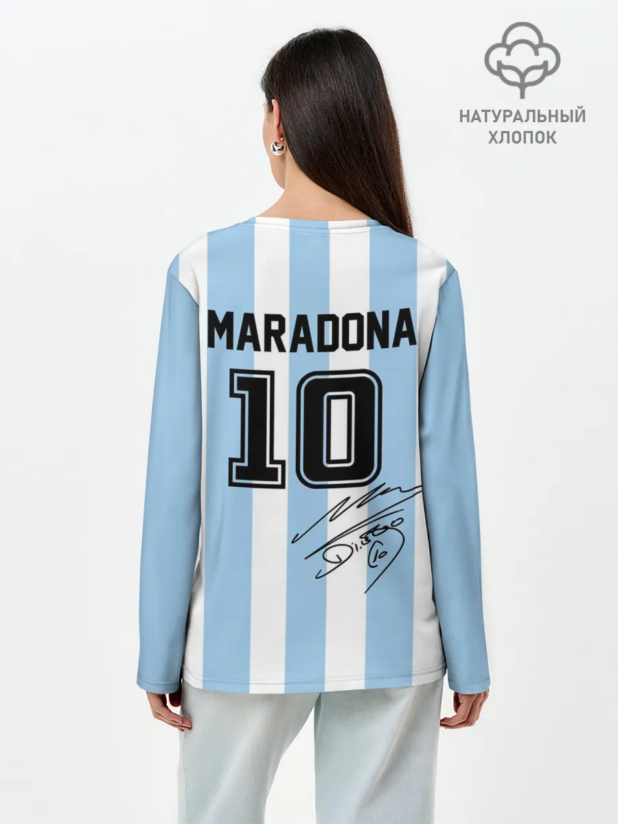 Лонгслив женский. Хлопок / Форма Марадоны с автографом