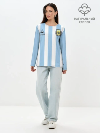 Лонгслив женский. Хлопок / Форма Марадоны с автографом