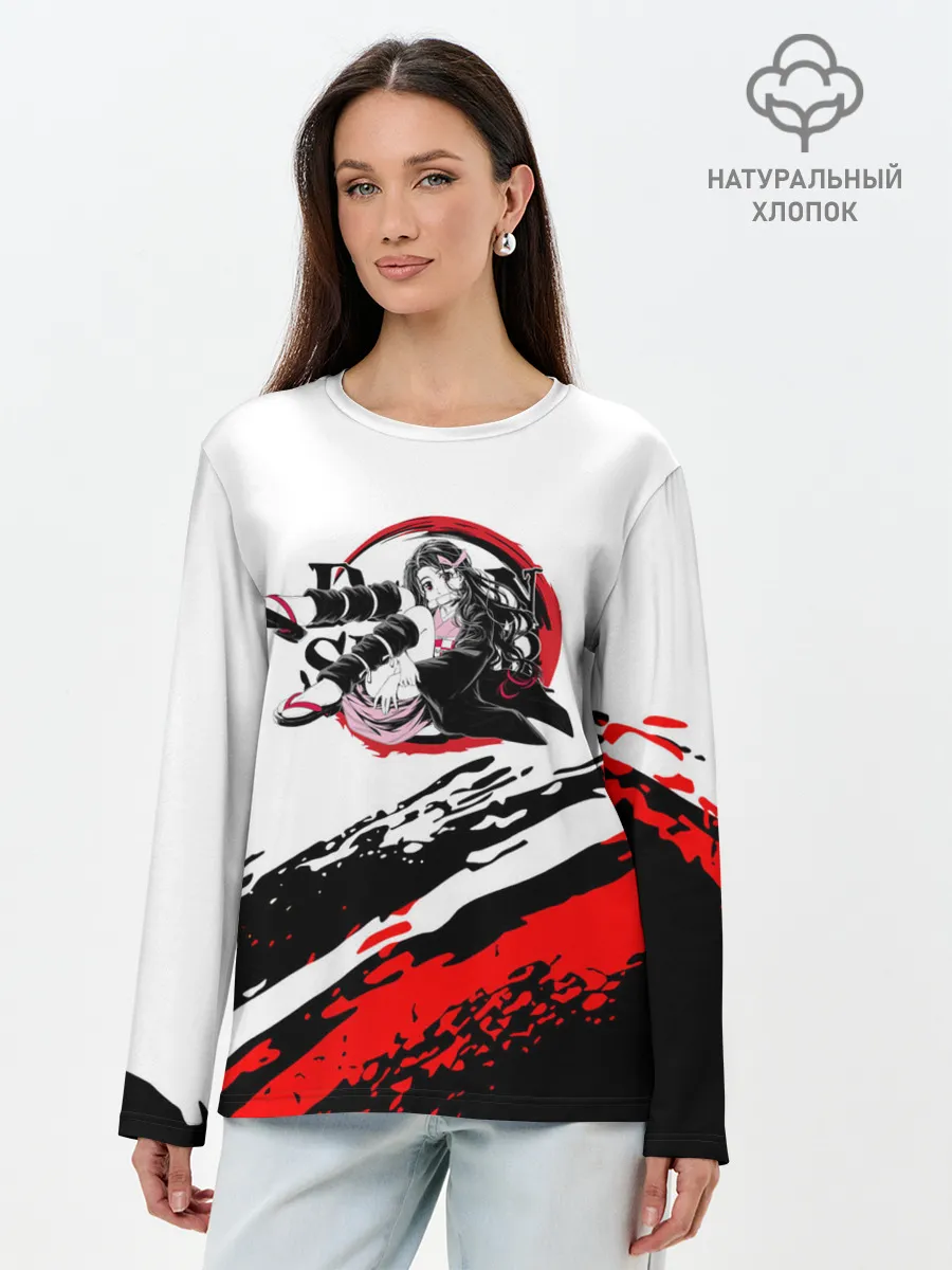 Лонгслив женский. Хлопок / Незуко Камадо | Клинок, рассекающий демонов