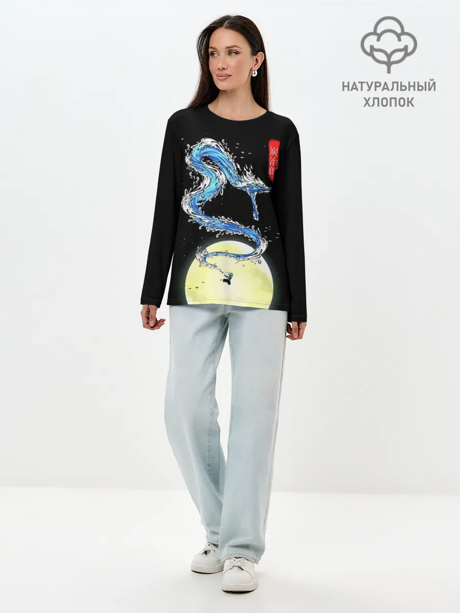 Лонгслив женский. Хлопок / Водяной дракон Танджиро