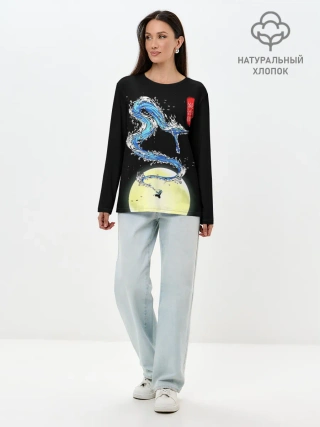 Лонгслив женский. Хлопок / Водяной дракон Танджиро
