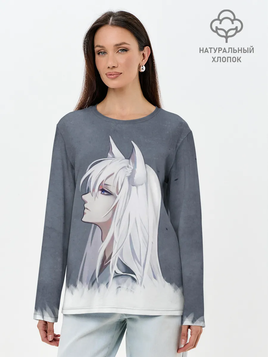 Лонгслив женский. Хлопок / Демон-лис Томоэ